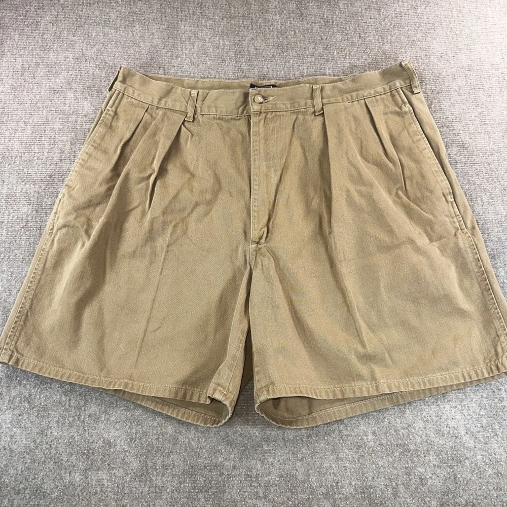 Polo Ralph Lauren Mens 38 Khaki Tan Pleated Chino Shorts 100% Cotton Made in USA